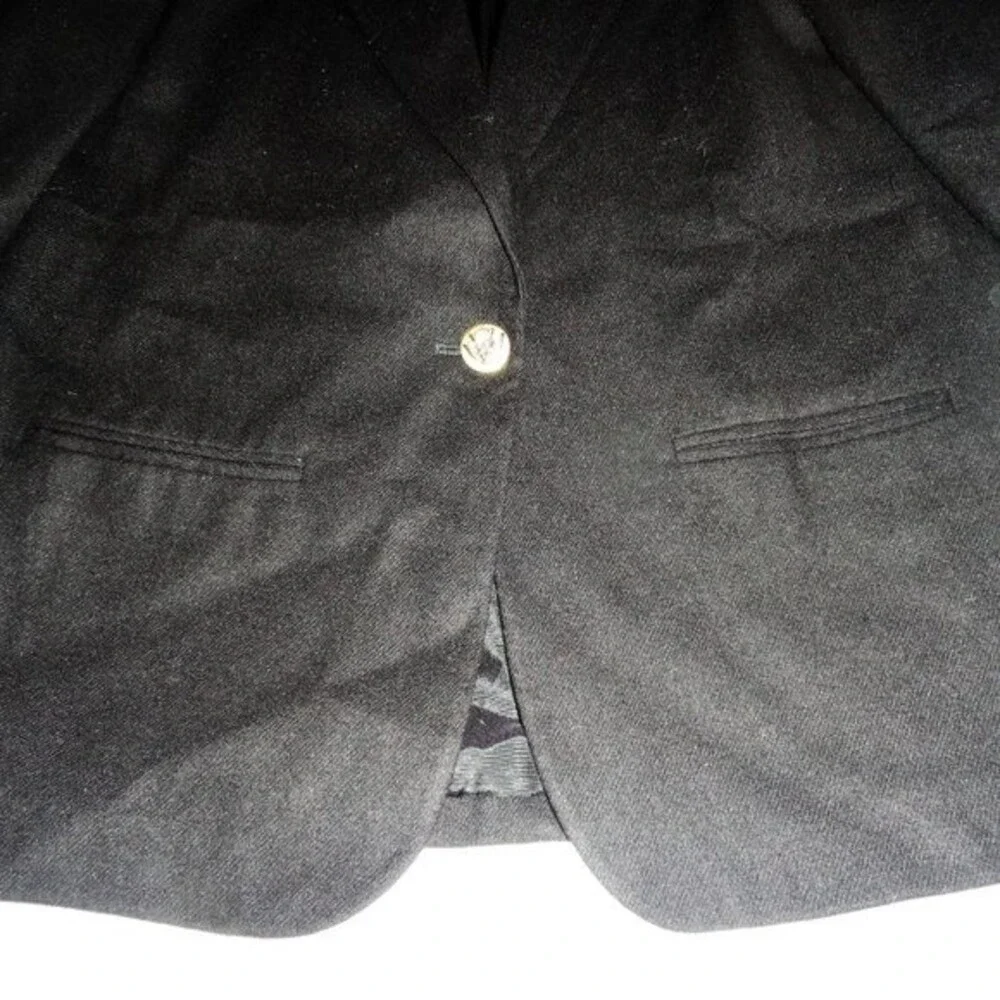 100% Wool Blazer Jacket Black 12P One Button NICE! - Picture 3 of 7